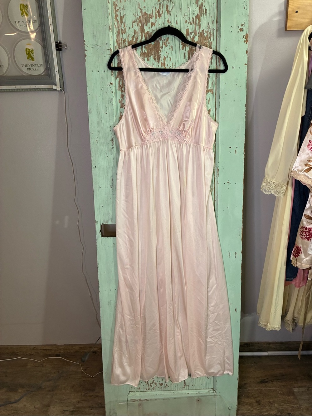 Elegant Satin Chemise Nightgown in Light Pink